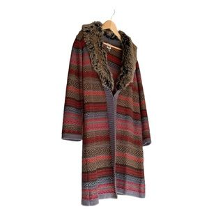 Anne Klein Cardigan with Faux Fur Trim